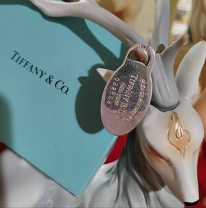 Tiffany & Co. 925 Sterling Silver Oval Tag Pendant Necklace.